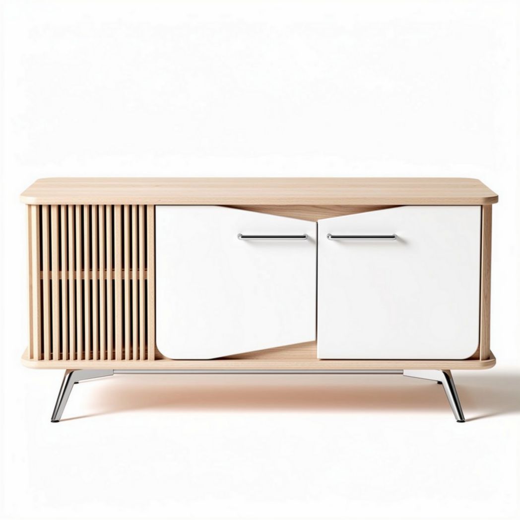 Meuble de télévision en bois avec portes blanches dimensions 120 x 40 x 60 cm