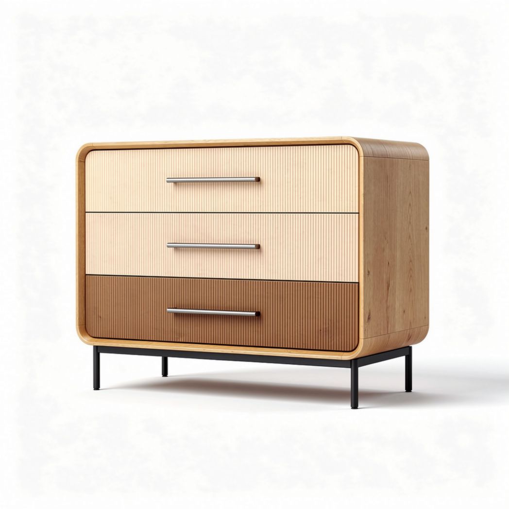 Commode moderne en bois de chêne avec trois tiroirs 75 x 40 x 70cm