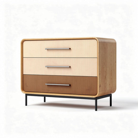 Commode moderne en bois de chêne avec trois tiroirs 75 x 40 x 70cm