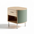 Table de chevet en bois avec tiroir et compartiment ouvert couleur verte 40 x 30 x 50cm