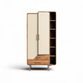 Armoire en bois avec portes blanches et étagères ouvertes 80 x 40 x 180cm