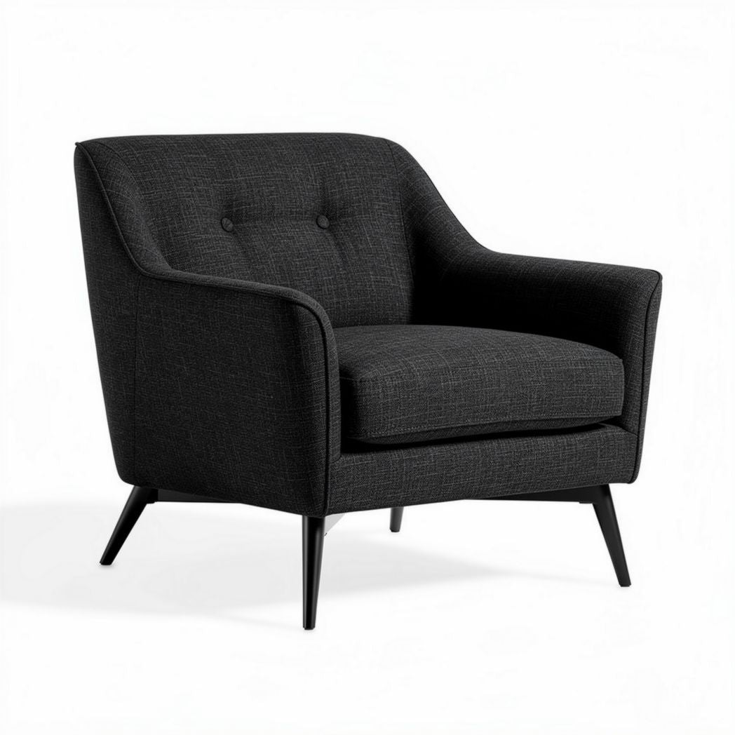 Fauteuil en tissu noir avec coussin rembourré dimensions 80 x 80 x 85cm