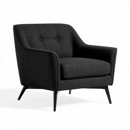 Fauteuil en tissu noir avec coussin rembourré dimensions 80 x 80 x 85cm