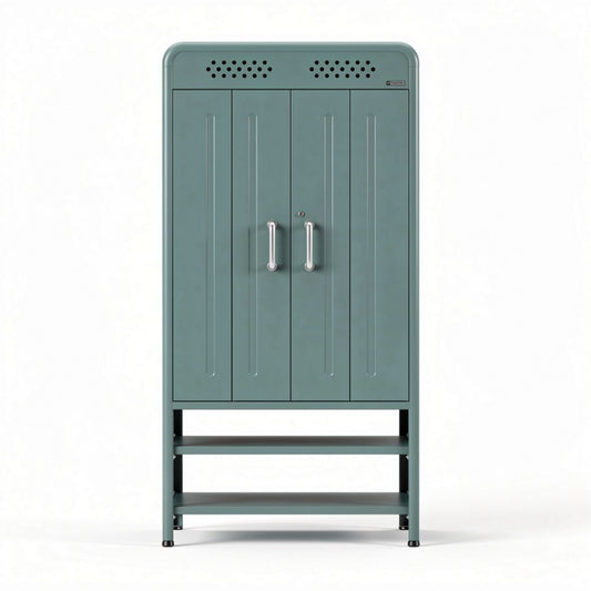 Armoire en métal gris avec étagère inférieure dimensions 180 x 90 x 45cm