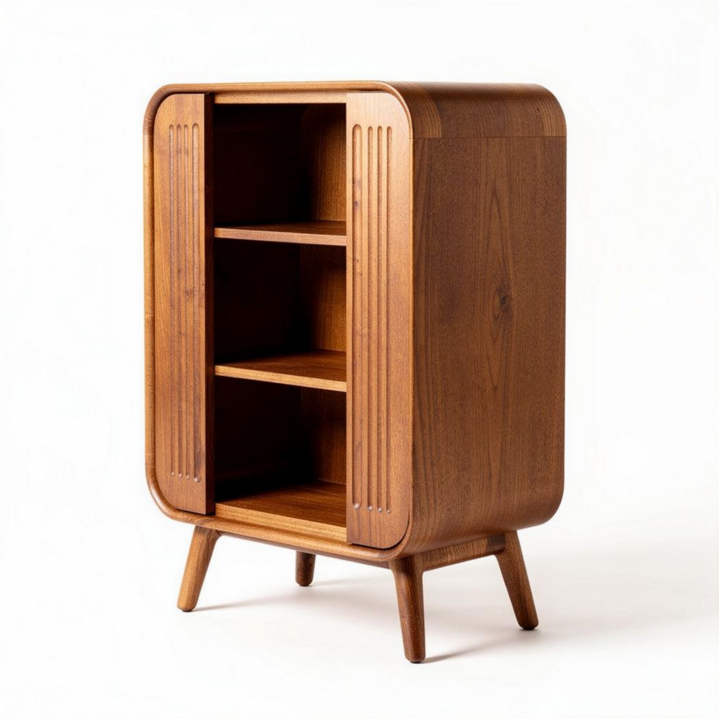 Meuble de rangement en bois de chêne clair avec portes et étagères 40 x 30 x 70cm