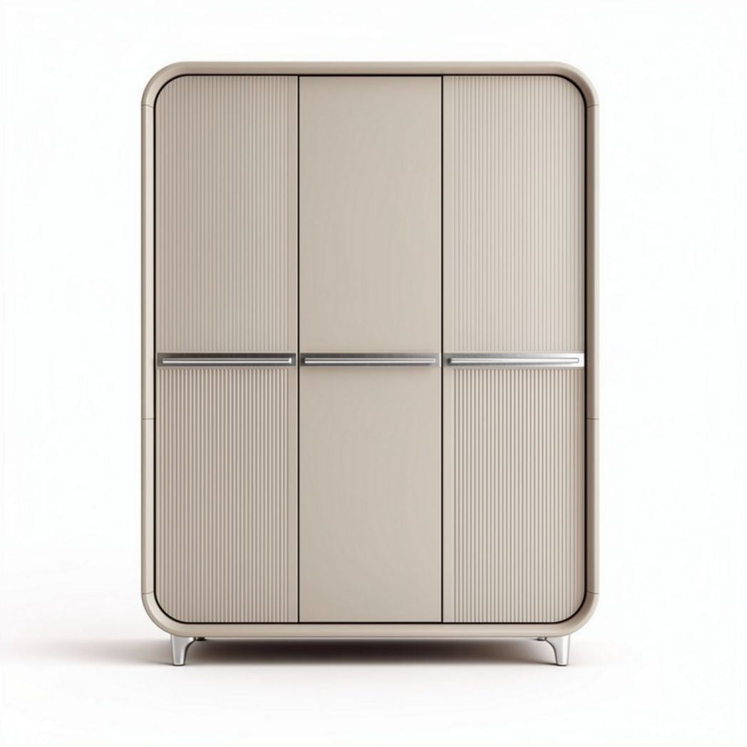 Armoire moderne en métal et bois couleur beige 80 x 60 x 130cm