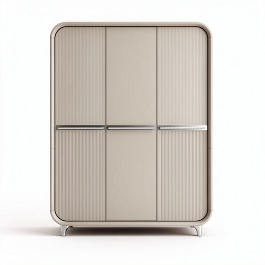 Armoire moderne en métal et bois couleur beige 80 x 60 x 130cm
