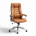 Chaise de bureau en cuir synthétique marron avec accoudoirs réglables 70 x 60 x 115cm