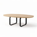 Table basse en bois ovale avec pieds en métal noir 150 x 75 x 45cm