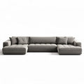 Canapé d'angle en tissu gris avec coussins inclus dimensions 250 x 90 x 85cm