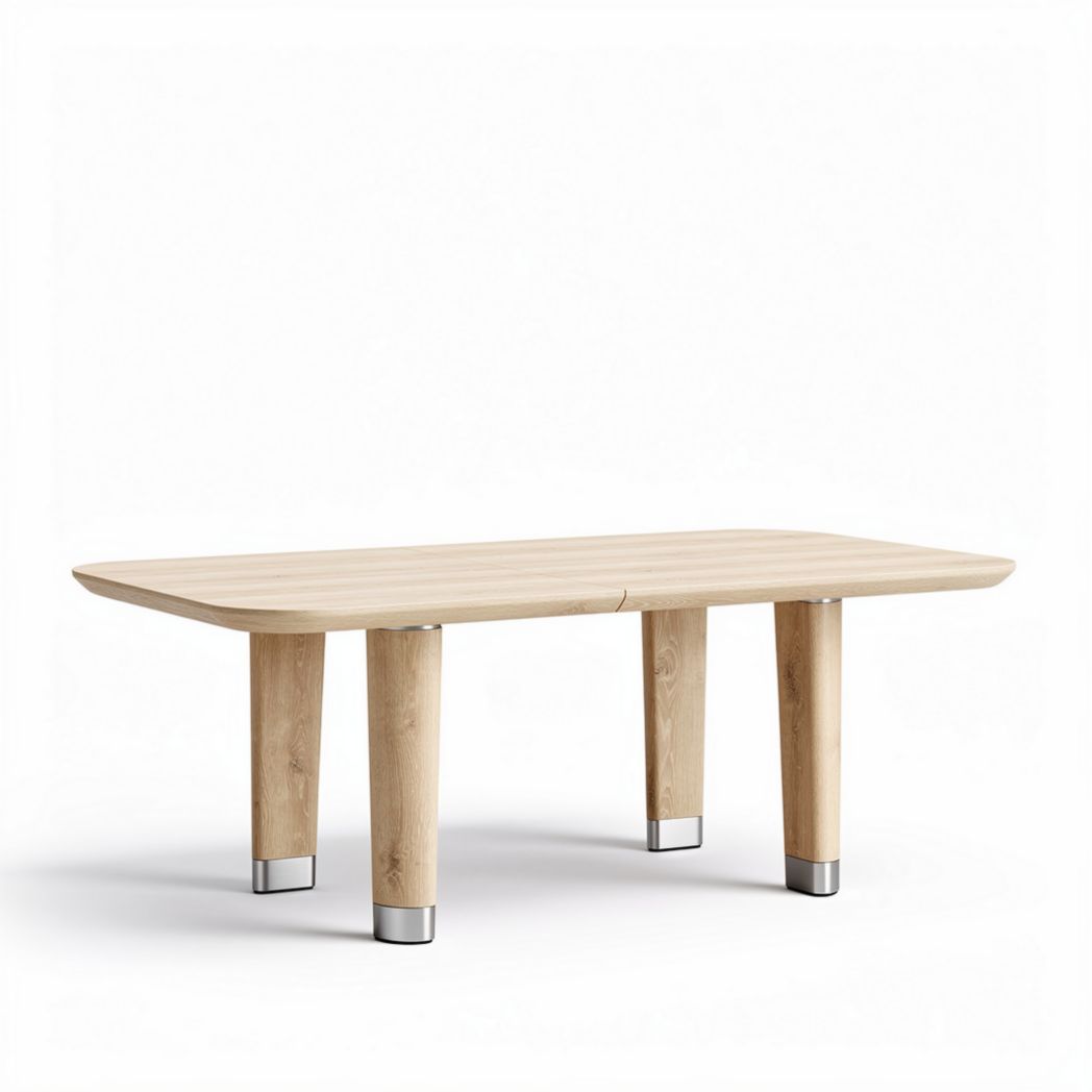 Table rectangulaire en bois avec pieds en métal 150 x 80 x 75cm beige